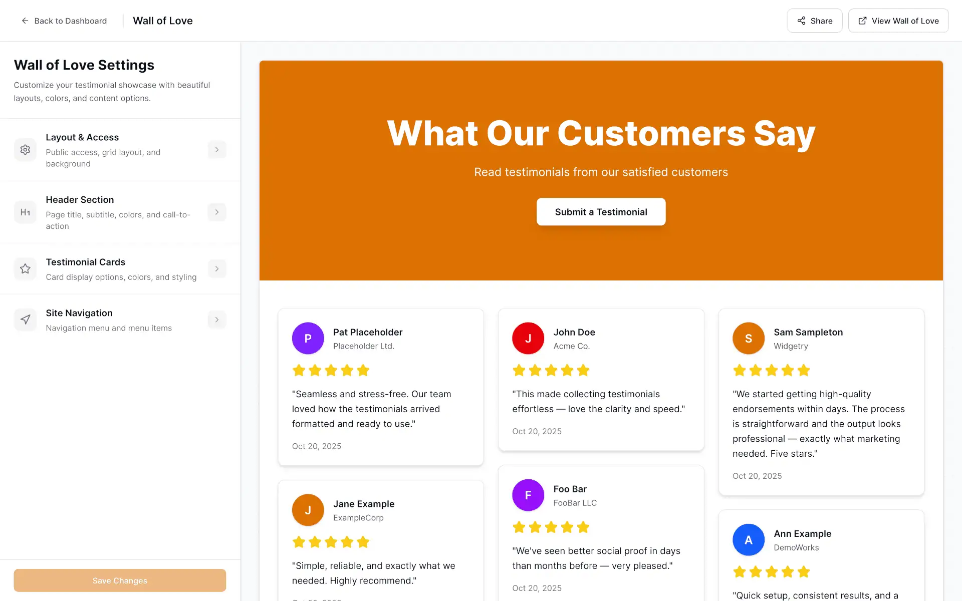 Create Your Success Stories Page